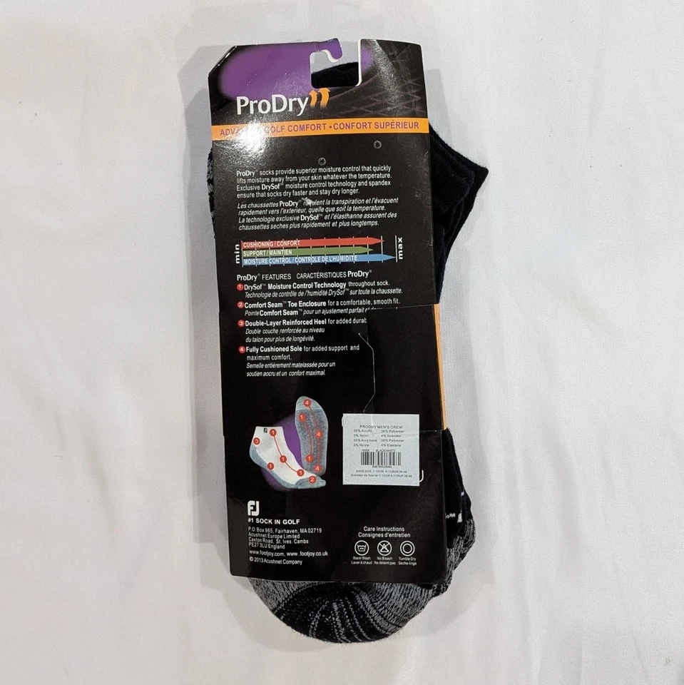 Calcetines al tobillo de golf FootJoy ProDry para hombre paquete de 2 Value Pack negro gris talla L nuevos con etiquetas Foto 2 de 4