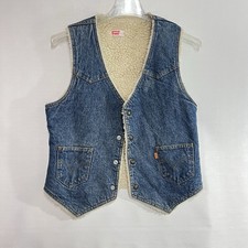 VINTAGE LEVI'S Sherpa Lined Denim Vest Men's Medium Blue Jean USA