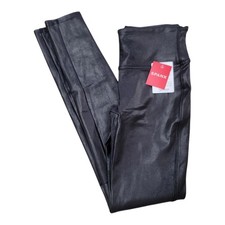 NWT Spanx Pants Women Small Black Faux Leather Leggings Low Rise Stretch 44474