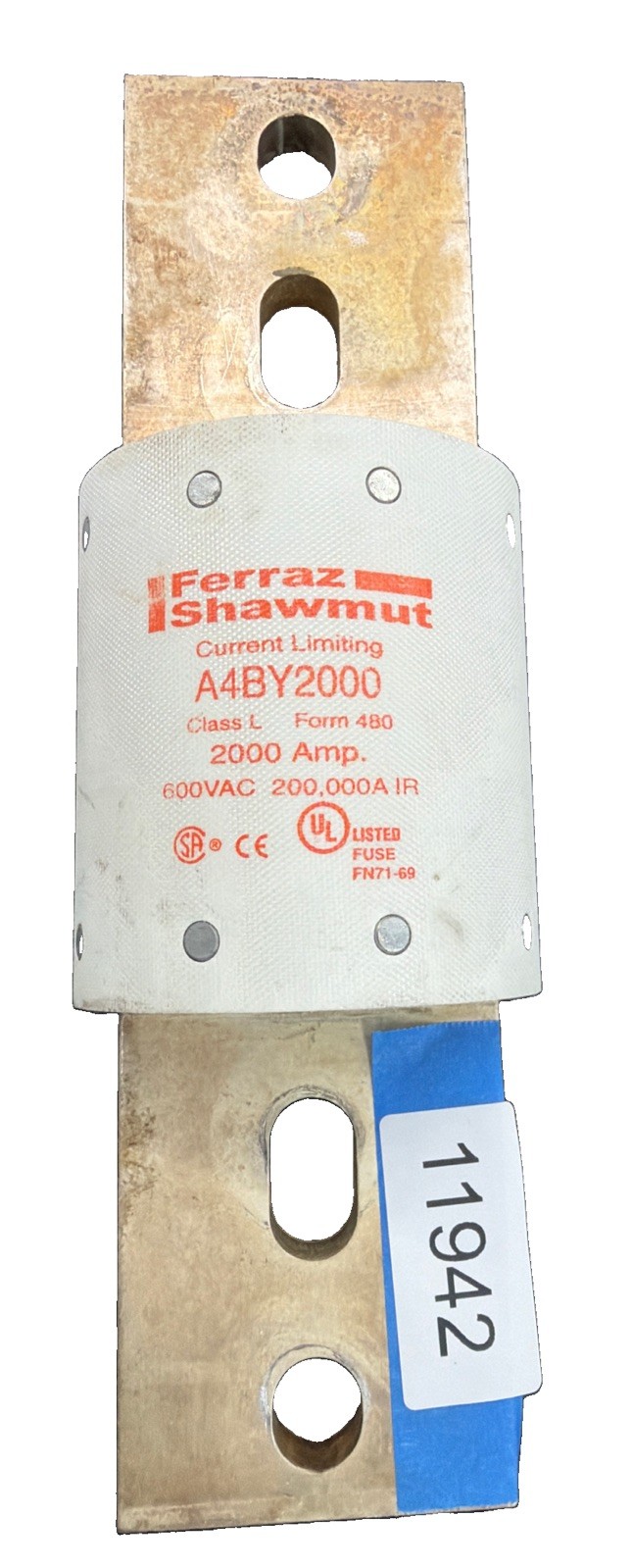 A4BY2000 A4BY 2000 Amp 600V Class L Ferraz Type 55 Current Limiting 200K