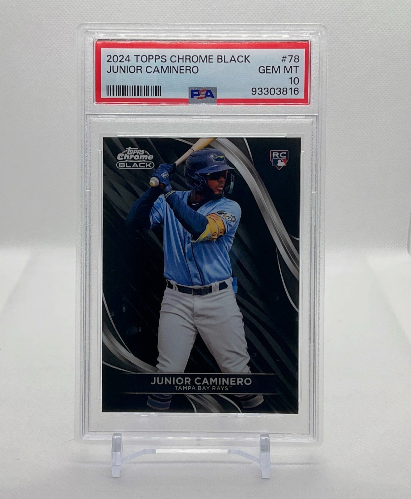 2024 Topps Chrome Black Junior Caminero PSA 10 Rookie #78 RC