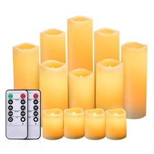 12 Pcs Flameless Flickering Candles LED Pillar Waterproof Battery Operated Timer