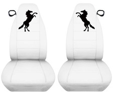 Fits 94-04ford Mustang 2 Front Car Seat Covers White Wblk Standing Horse Design