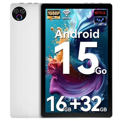 Tablet 10.1 inch 16GB ROM (1TB TF) 32GB ROM WIFI Android15