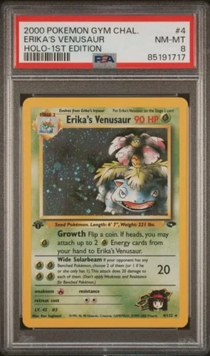 2000 POKEMON GYM CHALLENGE HOLO-1ST ED #4 ERIKA'S VENUSAUR PSA 8