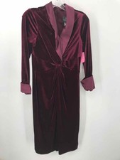Pre-Owned Adrianna Papell Purple Size 4 Velvet Cocktail Short Long Sleeve Dress