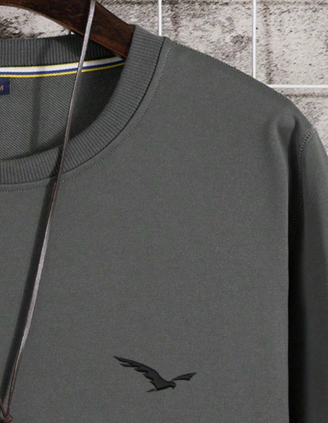 Sudadera Gris con estampado gráfico de águila para Hombre Abrigo Sueter Invierno Foto 3 de 4