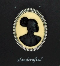 African American Woman Silver Brooch Pin Black Creme African Jewelry Pin 718x745