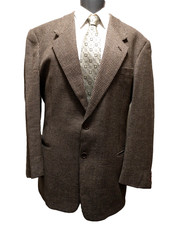 Vtg Mani Giorgio Armani Men's Brown Beige Houndstooth Wool Silk Blazer 44L Italy