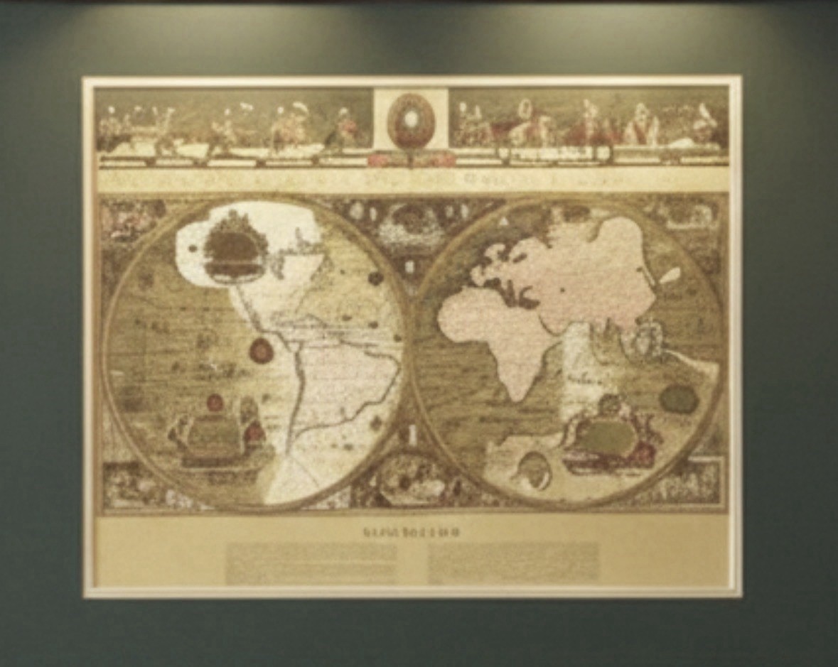 BLAEU WALL MAP Gold Foil New Old World Framed Nautical Exploration