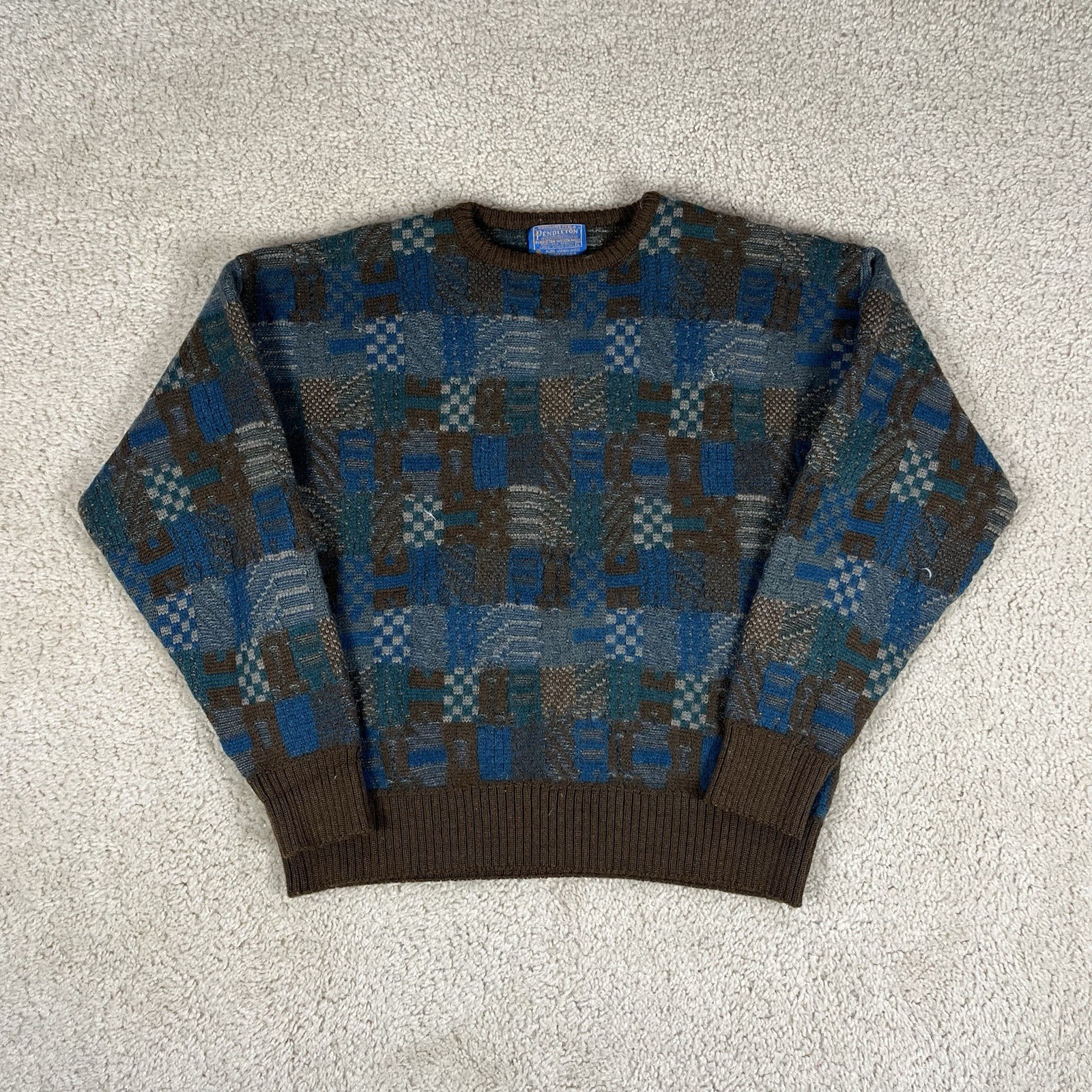 Vtg 60s Pendleton Multicolor Patterned Virgin Woo… - image 1