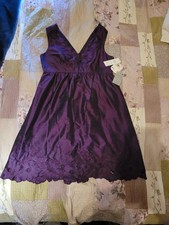 Adrianna Papell A-Line V-Neck Purple Iridescent Silk Blend Dress Size 12 EUC