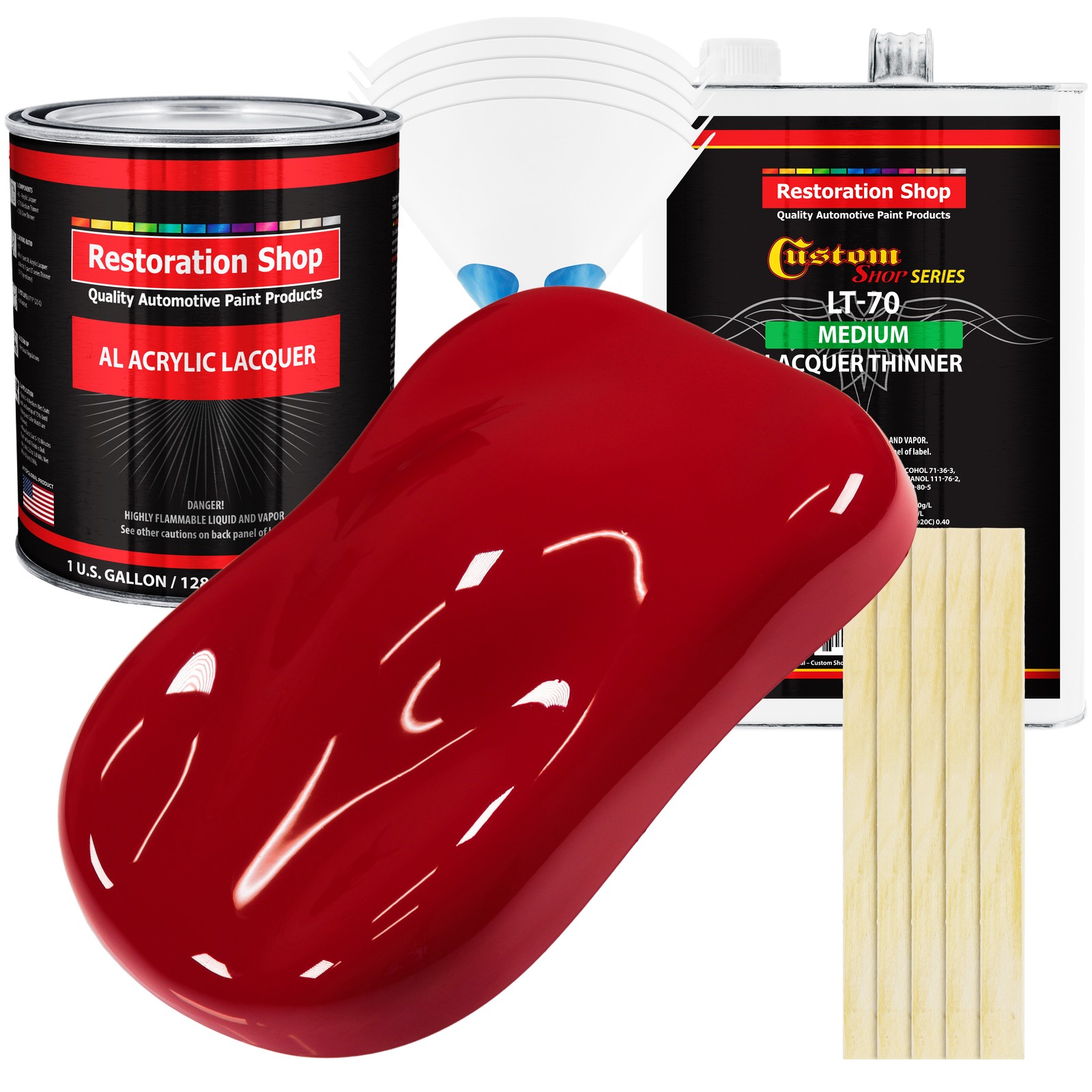 Red Acrylic Lacquer Gallon Auto Paint Kit with Medium Thinner for Cars