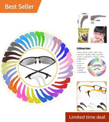 20 Multicolored Silicone Ear Grips for Glasses - Anti-Slip Comfort for All Ages