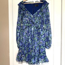 ASOS Maternity Blue Green Floral Long Sleeve Dress Babydoll Bell Sleeve Fairy 10