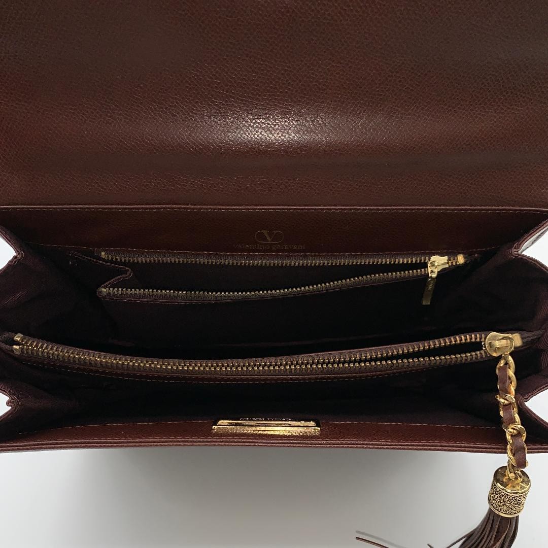 Valentino Garavani Leather Handbag Brown Top Handle Luxury Bag Women's Japan thumbnail 16