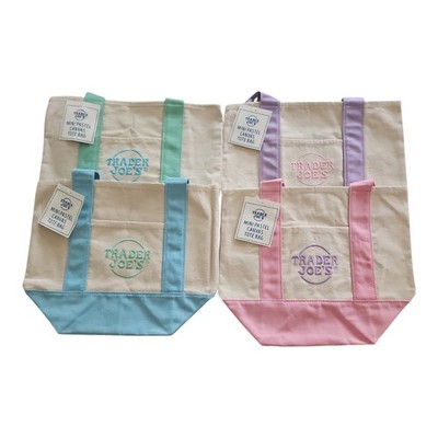 Trader Joe s Mini Tote Bag Set of 4 Spring Colors Canvas Reusable Bags New