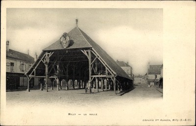 Ak Milly la Forêt Essonne, La Halle - 2953554