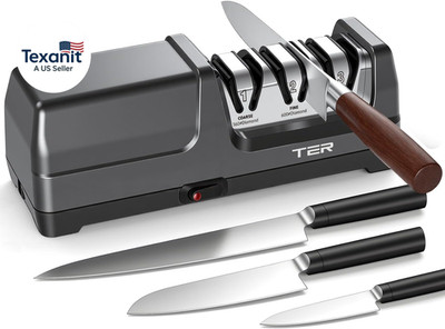 Electric Knife Sharpener, 3-Stage Diamond Knife Sharpener for Kitchen Knives 20-