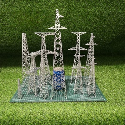 Diorama Car Garage Power Transmission Tower Model Railway Layout Scene Display