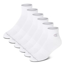 Women's Quarter Socks 6-pack Cushioned Athletic Socks 5-9 White - Toe Logo