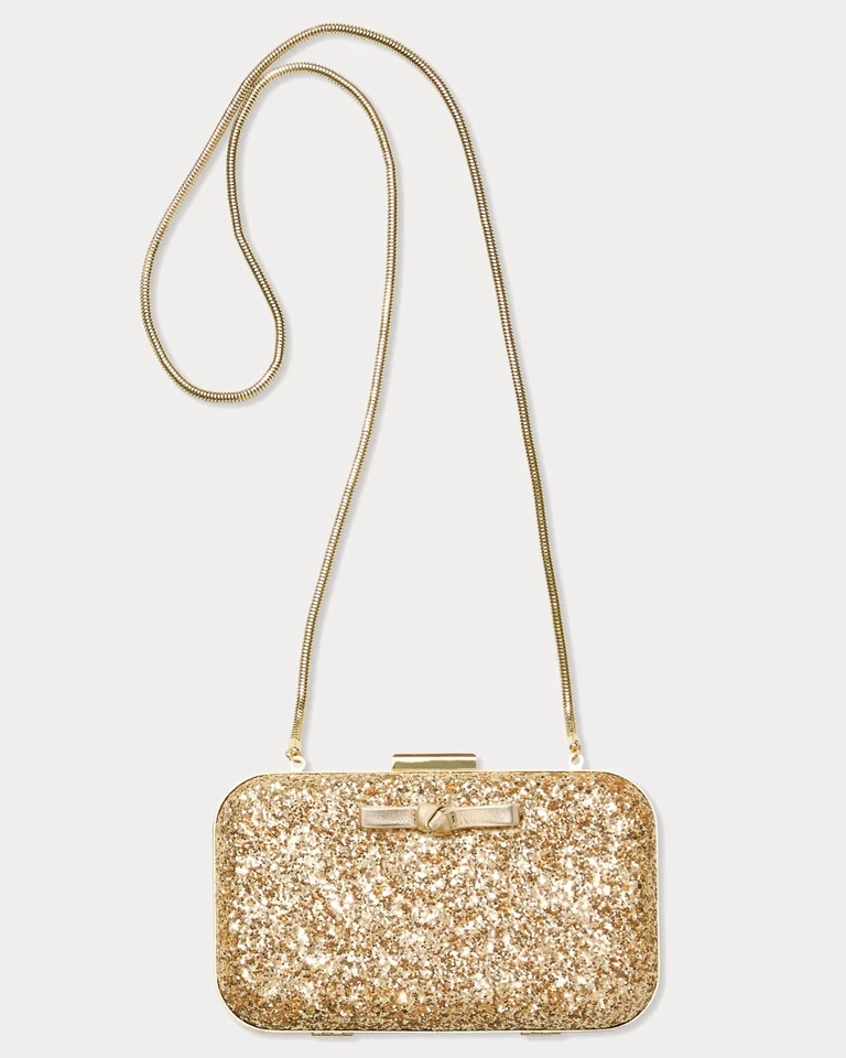 Bolso sin asas Lilly Pulitzer Wanda con arco brillante dorado metálico talla única nuevo con etiquetas. Envío gratuito Foto 4 de 4