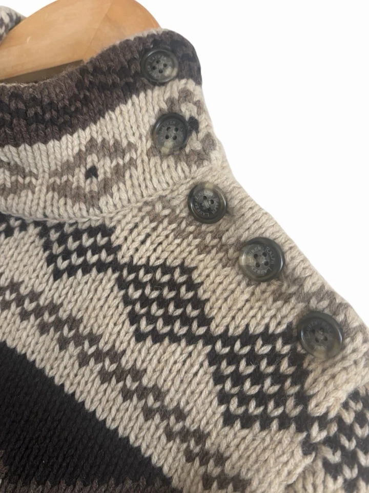 Suéter De Colección Lauren Ralph Lauren Petite Azteca Suroeste Marrón Geo Cruz Lana-PL- Foto 3 de 4