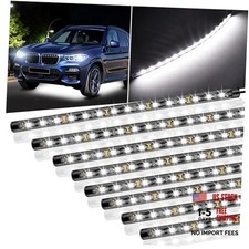 8 Pcs Car Led Light Strip IP67 Waterproof 11" Flexible Led Lights white
