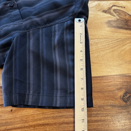 Haggar Men’s Dress Shirt Short Sleeve Size L Black Striped - Picture 7 of 10