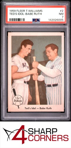 1959 FLEER TED WILLIAMS #2 TED'S IDOL BABE RUTH PSA 7