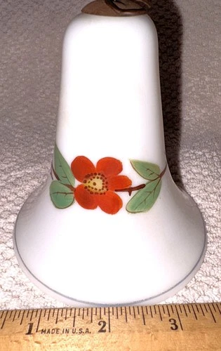 Antique Painted Milk Glass Oil Lamp Smoke Bell 5"