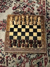 Handmade  Multi-color Wooden Carved Chess Ga...