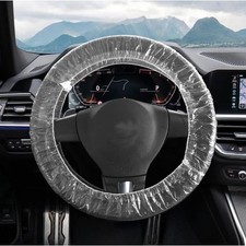 100PCS Disposable Transparent Steering Wheel Covers, Elastic Trim Universal Vehi