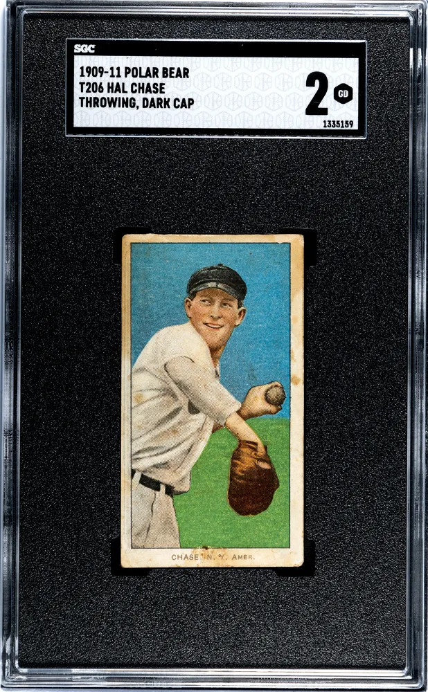 1909 Polar Bear (T206) Hal Chase Throwing, Dark Cap SGC 2