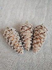 3 Glitter Pinecone Ornaments 6"
