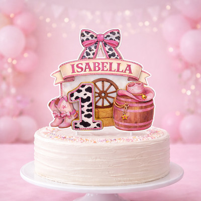 Personalized Cow Cake Topper, Custome Name