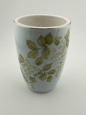 Croscill Home Porcelain Tumbler Floral Hydrangea Design, Silver Trim