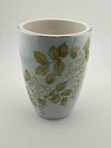 Croscill Home Porcelain Tumbler – Floral Hydrangea Design, Silver Trim