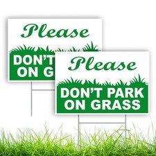 2 PC Please Don't Park on Grass, 8x12 DS Coroplast Stay Off Lawn Signs for Yard