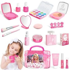 Kids Fake Makeup Kit Play Set with Storage Box, Toddler Pretend Makeup Toys for