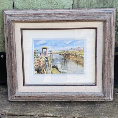 Original Watercolor Painting Bonnie Nelson Maine Artist Coastal Seascape Framed