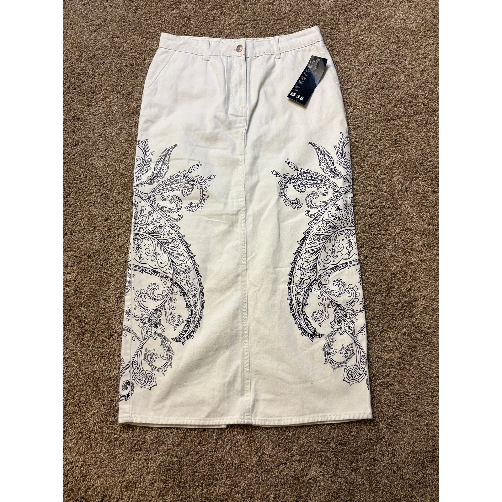 NWT Broadway 38 Paisley Print Cotton Maxi Skirt Womens Size 6
