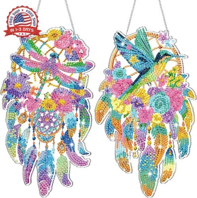 Saillong 2 Pcs Hummingbird Dream Catcher Diamond Painting Kits for Adults Hummin