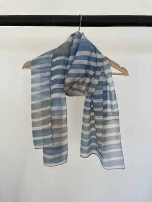 The Moshi Sweden Damen Seidenschal Tuch Gestreift Blau Weiß Schal UVP 49,90 