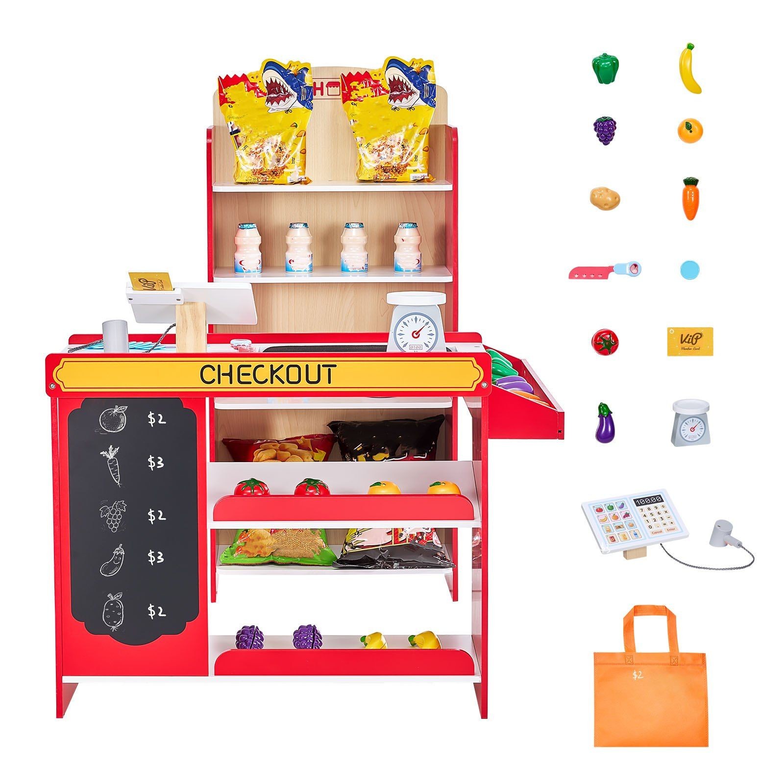 как выглядит Kids Grocery Store Playset Supermarket Toy with Cash Register Shopping Cart фото