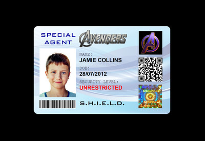 Personalisierte Marvel Avengers SCHILD Neuheit Ausweis Kinder Kinder Rollenspiel Requisite