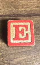 Vintage Wooden Alphabet Block Letter  E  Child Toy Decor ABC Block