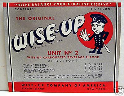 Wise Up Soda Flavor Bottle Label Staten Island New York