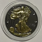 2020 ASE American Eagle 24k Gold Black Ruthenium 1 Troy Oz .999 Fine Silver Coin