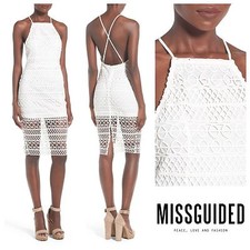 MISSGUIDED SEXY CROCHET LACE OVERLAY MIDI DRESS Sz 2 UK 6 NEW NORDSTROM